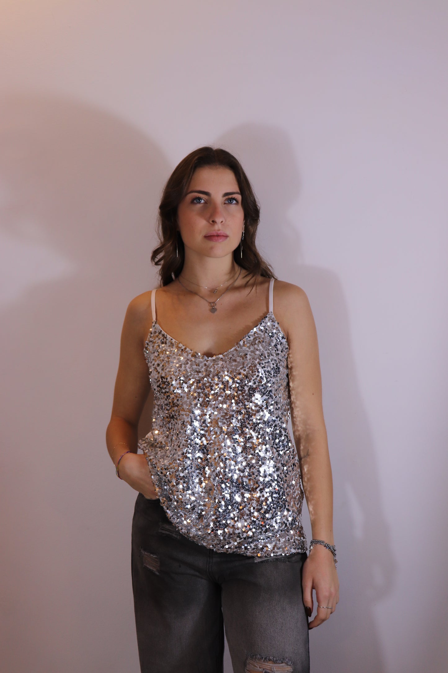 TOP PAILLETTES (bianco)