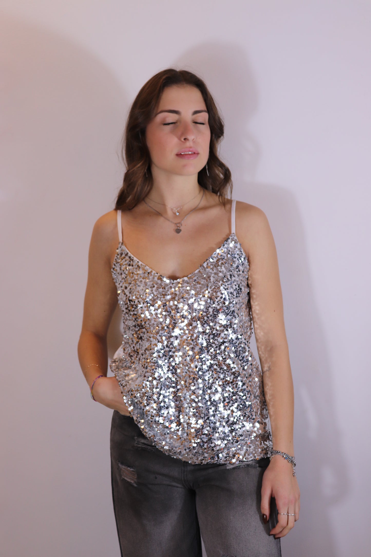 TOP PAILLETTES (bianco)