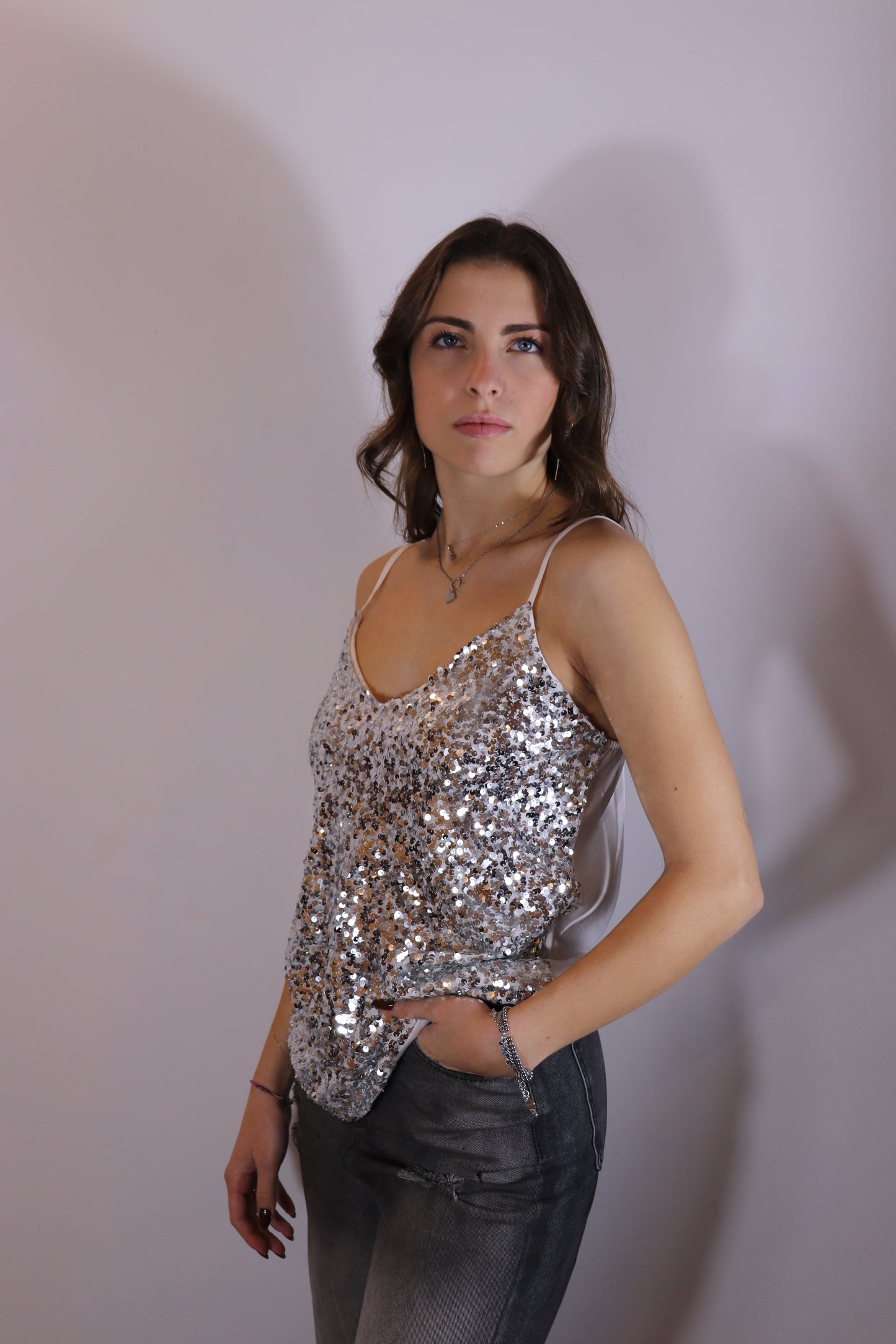 TOP PAILLETTES (bianco)