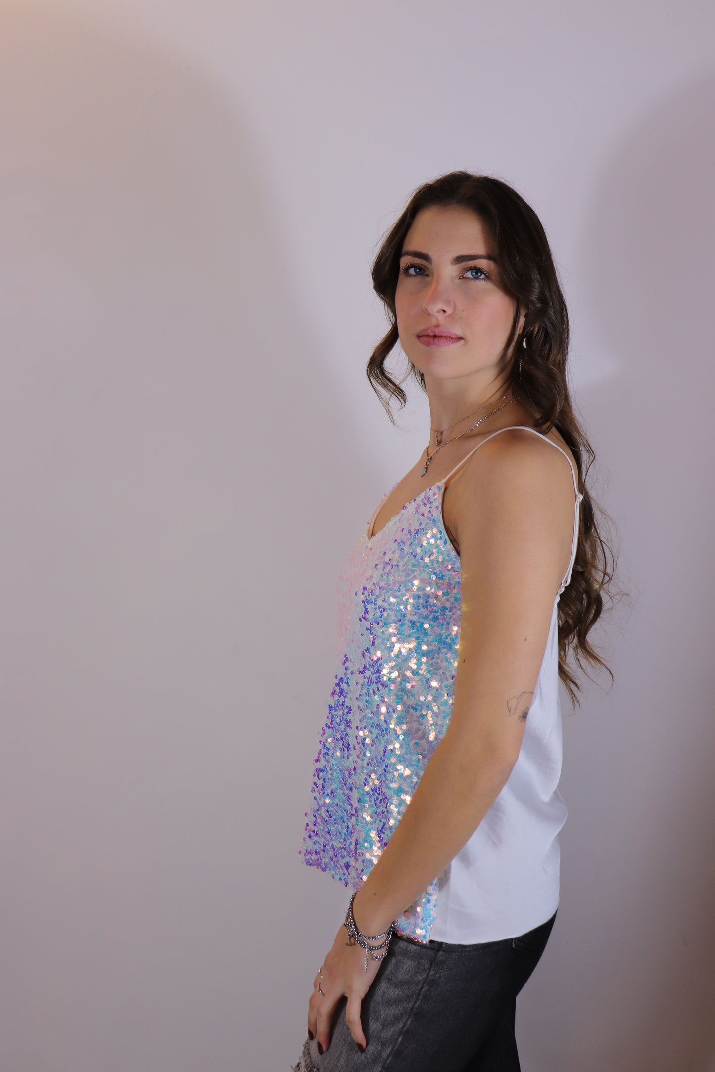TOP PAILLETTES (azzurro)