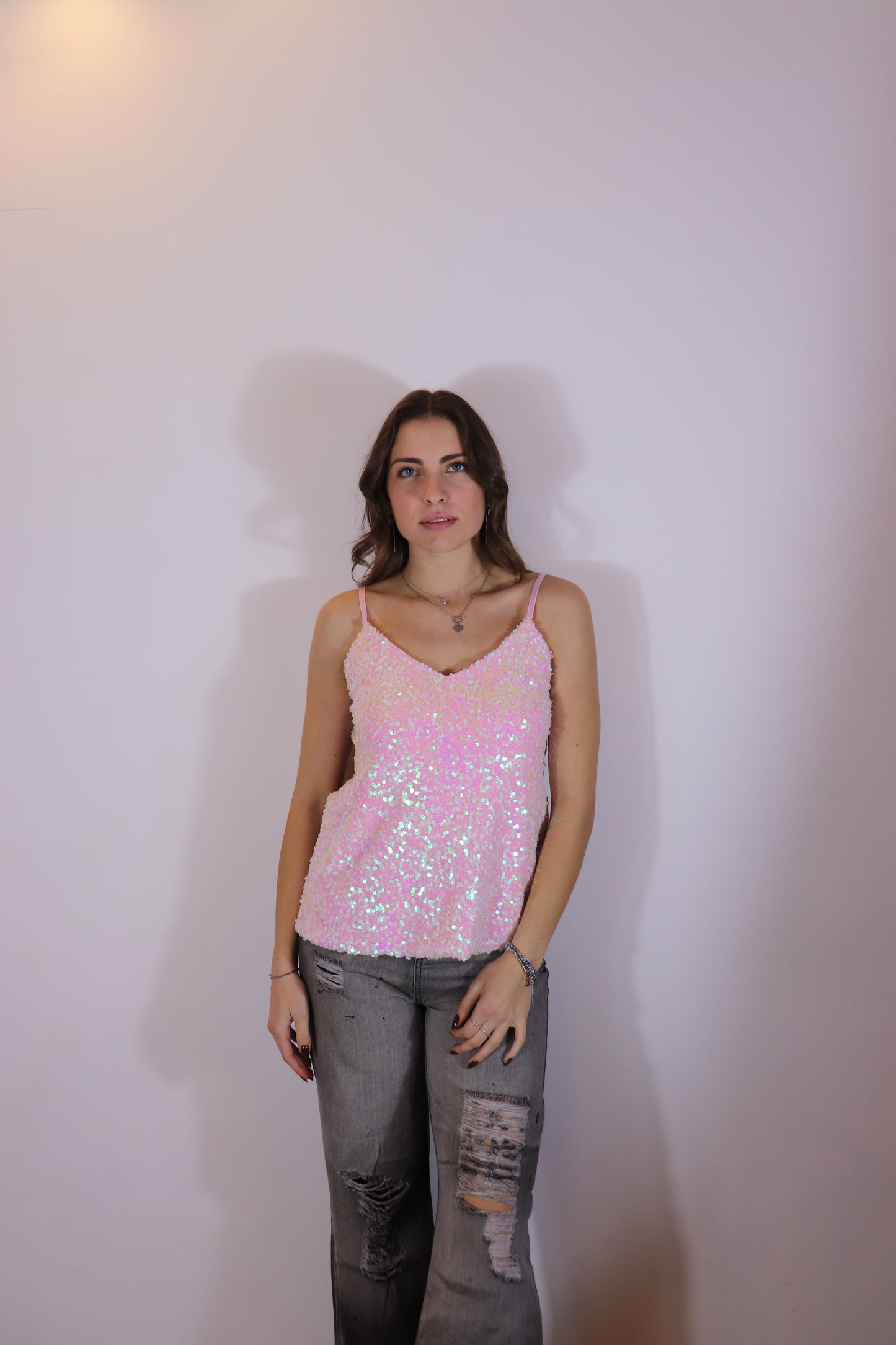 TOP PAILLETTES (rosa)