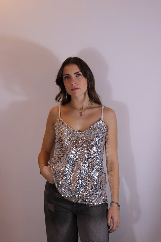 TOP PAILLETTES (bianco)
