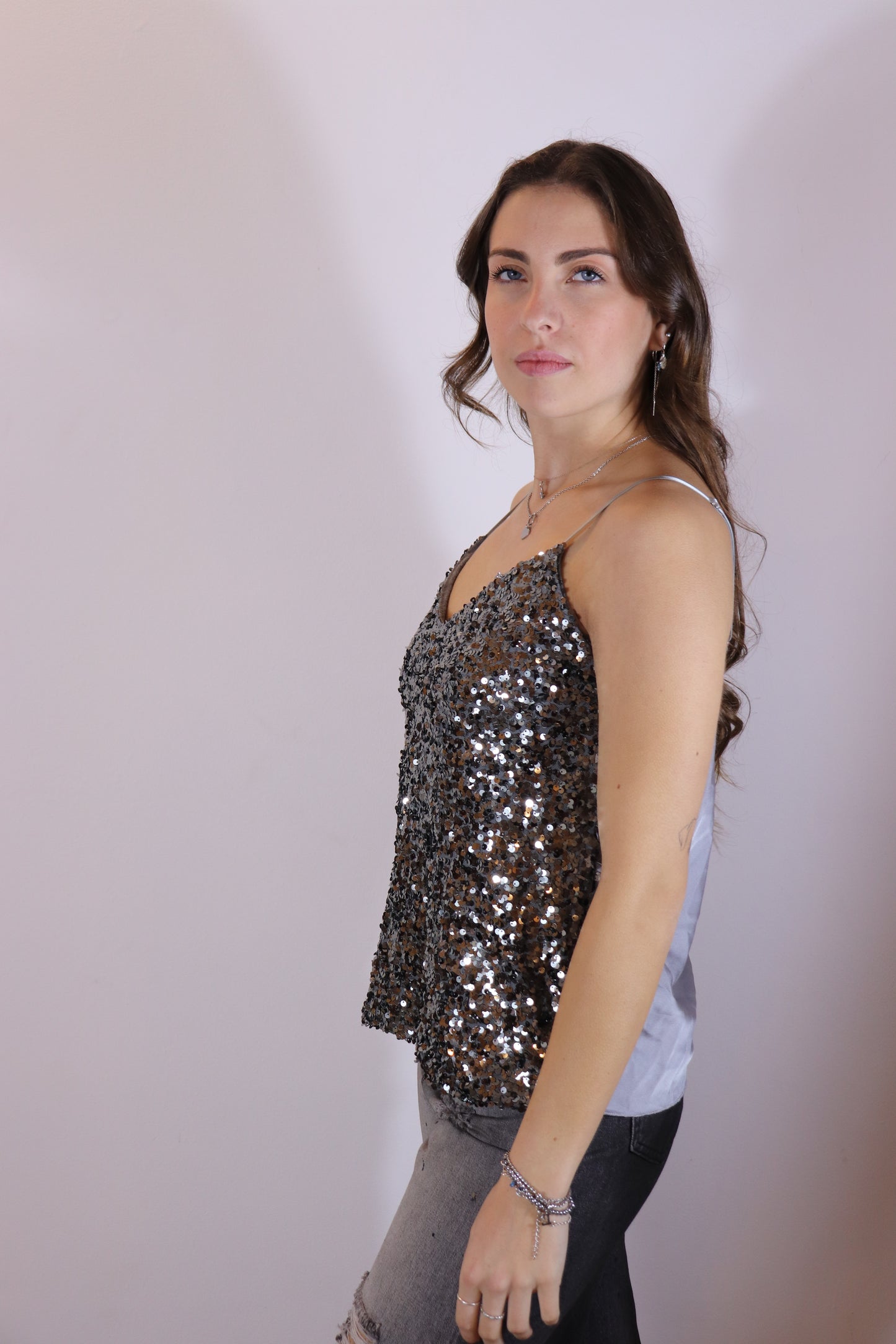 TOP PAILLETTES (grigio)